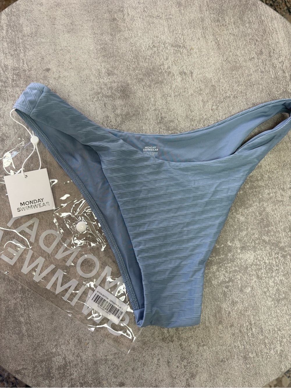 Monday Swimwear Cerulean Blue Textured High-Cut Bikini Bottom